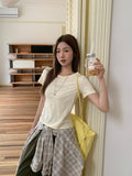 The Texture Of The Round Collar Shoulder Short Sleeve T-Shirt 2026 Summer New Slimming Single Special Beautiful Top