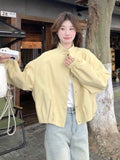 Super Good-Looking Milky Yellow Coat Women's Short 2026 Early Autumn New Korean Lazy Casual Fashion Ocean Jacket