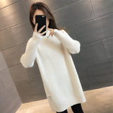 Mid-Long Sweater Woman 2025 New Autumn And Winter Dress Cover The Ass With A Loose Small Man's Bottom Shirt