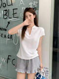 Simple Casual Polo Collar Short-Sleeved T-Shirt 2026 Summer Shoulder Thin Temperament Beautiful High-End Small Top