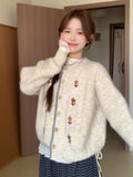 Soft Glutinous High-End Sense Collar Flowers Embroidered Cardigan Sweater Coat Women's Autumn And Winter Languid Wind Wearing Top
