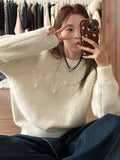 Super Good-Looking White Sea Hair Autumn And Winter Sweater Women's 2025 New Autumn Loose Lazy Knitted Shirt
