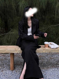 No Collar Thin Set High-End Black Casual Suit Minimalist Suit Jacket