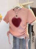 Pure Cotton Pink Shoulder Short-Sleeved T-Shirt Girls Summer New Repair Body Lirts With Thin Skinny Small Man's Short Top