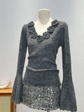 European Dress Design Sense Small Long-Sleeved Sweater Women's Spring And Autumn Fashion Handmade Flowers Unique To The Gentle Wind Top