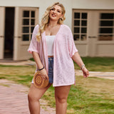 New Women's Knitwear Short Sleeve Open Fork Plus Coat Summer Large Size Women's Cardigan