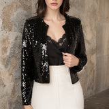 2025 Spring Burst Round Lead Long-Sleeved Sleeves Open-Colored Cardigan Casual Set Of Lightset Coat Woman