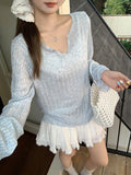 Summer New Micro-Permeable Wooden Ear Border Hooded Women Wear Long-Sleeved Loose Lazy T-Shirt Sweet Hottie Top