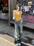 Peach Heart Collar Pure Want To Repair Short-Sleeved T-Shirts For Girls Summer New Small Short Thin High-End Chic Top