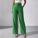 New Elegant Solid Color High-End Hanging Broad Leg Trousers Straight Suit Trousers Trousers Women's Pants