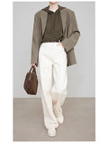 New Primary Cotton-Dipped White Lysier Tian Silk Jeans Old Money Style Pants Casual Straight Trousers Woman