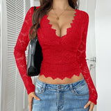Dili 2025 Spring/Summer Y2K Sexy Deep V Hollow Sweet And Spicy Lace Lace Coat Women's Clothing