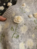 Spring And Autumn New Korean Sweet Three-Dimensional Flowers Knitted Vest Women Loose Lazy Style Stacking Tide