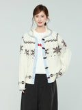 Mi-White Fair Island Plus Warm Sweater Coat Women's New Horn Buckle Knitted Cardigan Top