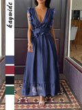 Dili Elegant Temperament Windy Style V Solid Dress Dress Women's Dress 2025 Autumn And Winter