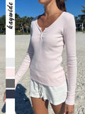 Dili Fashion Simple Style Long Sleeve Solid Color Back Shirt T-Shirt Women's Clothing 2025 Autumn And Winter