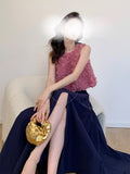 Three-Dimensional Rose Summer New French Sleeveless Vest Small Holiday Short Top Woman