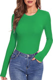 2025 Lady Long-Sleeved Round Collar T-Shirt Sexy Autumn Basic Top T-Shirt