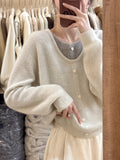 Design Fake Two Pink Knitted Women Autumn Vintage Sweet Lazy Wind Inside Sweater High-End Blouse