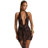 2025 Autumn And Winter New Hanging Neck Deep V Tie With Dress Sexy Body-Au-In-Exan Backpack Hip Dress