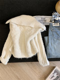 High-Necked Sweater Coat Women 2025 Autumn And Winter New Loose Lazy Wind Collar Outside Wearing Thick Knitted Open Shirt Tide