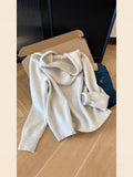 Double Zipper Hooded Long-Sleeved Knitted Cardigan Sweater Coat Lady Languid Wind High-End Feel Embroidered Sweater