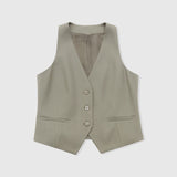 Spring New Fashionable Loose Feeling Old Money Style Wearing A 3-Piece Suit Vest Broad Leg Pants Set