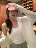 Korean Pure-Style White Collar Long-Sleeved Shirt Women's Spring And Summer New Loose Fashion Casual Sun Protection Top