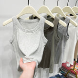 Sleeveless Wear Sling Vest Women's Summer Anti-Walking Suit Inside The Cover Of The Pair Of Milk Tight Thread To Play The Solid Color Top