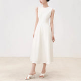 Early Spring New Long Dress Light Dress Series Vertical Dress Type Round-Neck Sleeveless Slim Elegant Dress