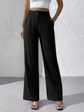 New Elegant Solid Color High-End Hanging Broad Leg Trousers Straight Suit Trousers Trousers Women's Pants