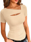 2025 New Products, Irregularly Repairing Short-Sleeved T-Shirt Top Women Women's Clothing