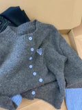 Unique And Beautiful Korean Knitted Shirt Jacket Women's Autumn And Winter Coat On The Top Of The High-End Gray Sweater