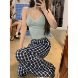 Tibetan Blue Languid Style Wide Leg Pants Women Summer Loose Thin Casual Pants