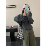 Lazy Wind Milk Wearing Early Autumn New Sweater Long Sleeves Head Bat Sleeve Short Knit Shirt Temperament Shirt Top