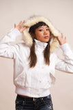 2025 Early Autumn Retro Removable Casual Hair Collar Short Denim Jacket + Hair Fashion Temperament