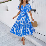 Dili Women's Clothing 2025 Spring And Summer Leisure Holiday Short-Sleeved Printed Dress
