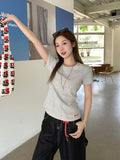 Summer Korean Texture White Round Neck Short Sleeve Top Women's New Letter Embroidery Design Chic Little T-Shirt