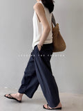 Ladies Tiansi Linen Hit Two Vest Women's Summer New V-Neck Fashion Shoulder Shirt