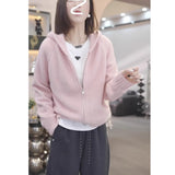 Large-Size Design Zipper Knitted Knitted Sweater Women In Autumn With A Korean Version Of Thin Loose Coat Top