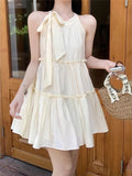 French Sweet Sleeveless Hanging Neck Dress Fairy Summer 2026 New Small Apricot Dress Early Spring Dress