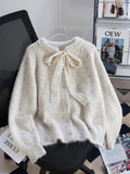 Design Lace With Sweater Cardigan Women 2025 New Autumn And Winter Lazy Wind Thick Soft Knitted Jacket