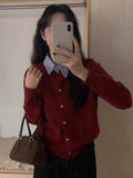 Grey Shirt Collar Splicing Fake Two Sweaters Girl Spring And Autumn Small ManÐÞ Wearing Knitted Open Shirt Collar Top