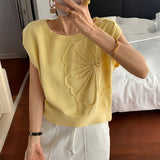 Dili Leisure Holiday Summer Solid Color Short-Sleeved Sweater Women's Clothing 2025 Autumn And Winter