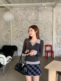 Fake Two-Piece POLO Collar Knitted Bottom Shirt Women's Spring And Autumn Cuffs Open Niche Design Elastic Inside The Top