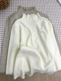 French Lace Half-High Collar Knitted Bottom Shirt Soft Soft Gentle Wind Sweater Women Autumn And Winter New Body Repair