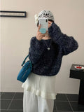 Lazy Wind Milk Wearing Early Autumn New Sweater Long Sleeves Head Bat Sleeve Short Knit Shirt Temperament Shirt Top