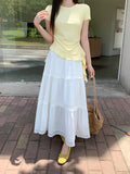 Lace Lace Splicing Cake Skirt Half Dress Girl Summer French A Word Umbrella Skirt White Large Swing Dress