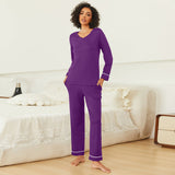 Autumn And Winter Ladies Homewear Set Long-Sleeved Trousers V-Neck Milk Silk Pajamas Set Women