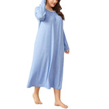Autumn And Winter Plus Yard Lady Home Clothes Long Dress Color Cotton Side Splicing Wrinkled Long Sleeves Of Sleep Skirt Women